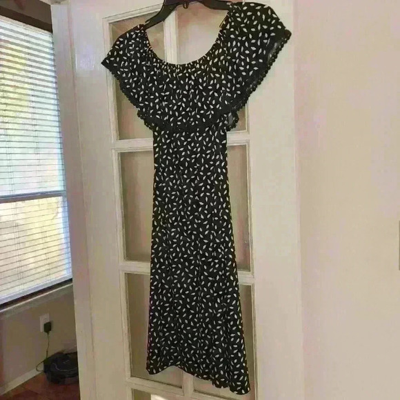 OP Ocean Pacific Black Off Shoulder Beach Vacation Dress Made in Mexico Large - Picture 3 of 9